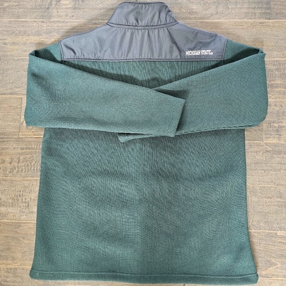 Michigan State Green & Gray Full-Zip Knit Jacket -  White Embroidered Logo  Sz L - Picture 3 of 5
